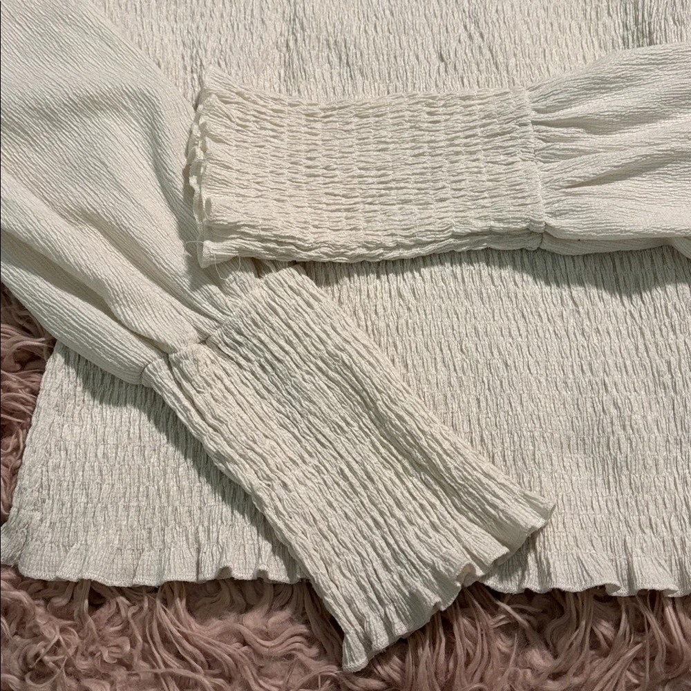 Anthropologie Smocked Puff Sleeve Top